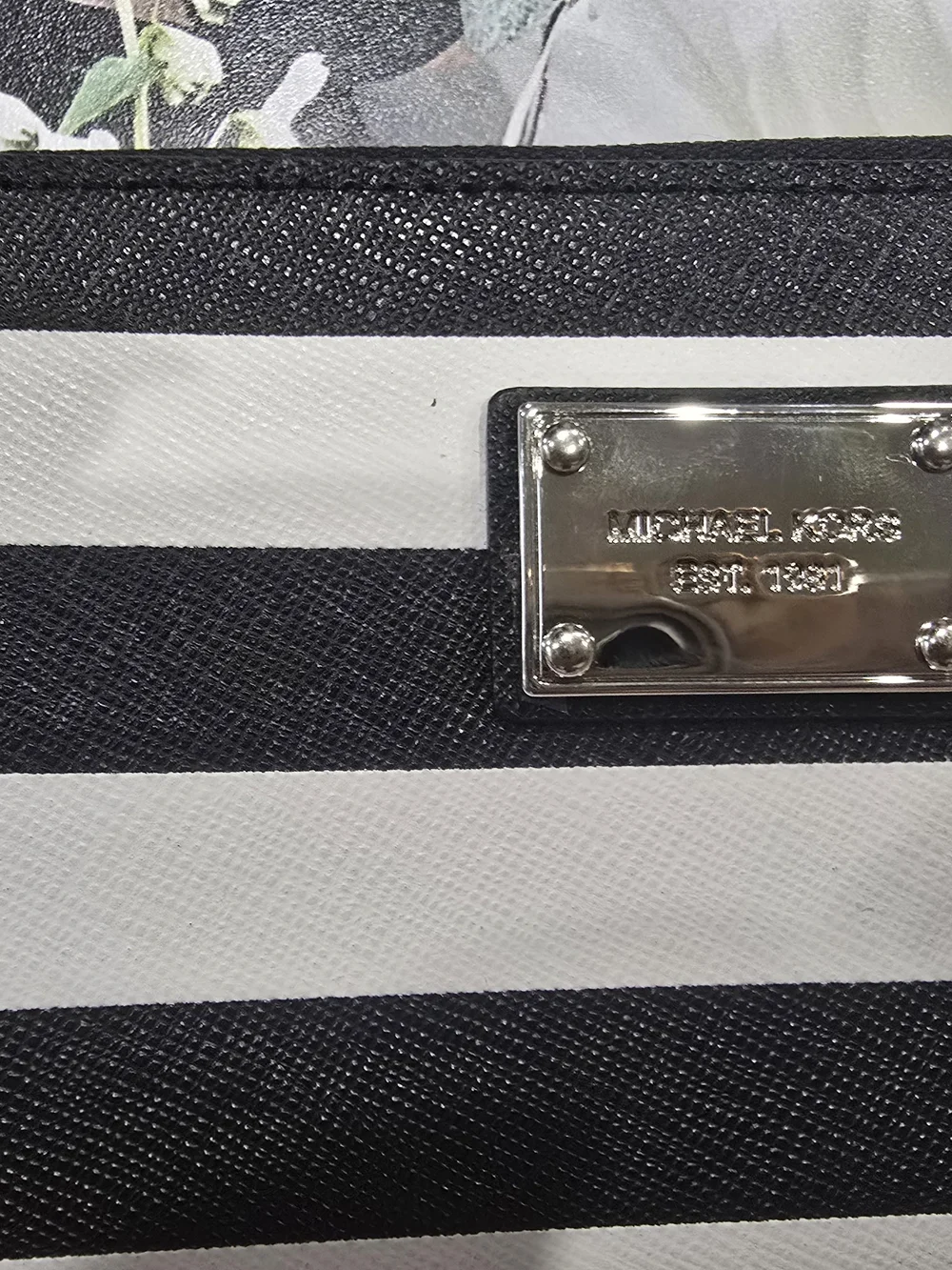 Michael Kors Black and White Striped Wallet